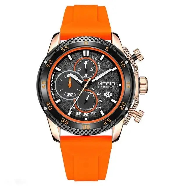 MEGIR 2211 Quartz Watches Silicone Strap Material Men's Watches Watch for Men Luminous Chronograph 30M Daily Waterproof Sports