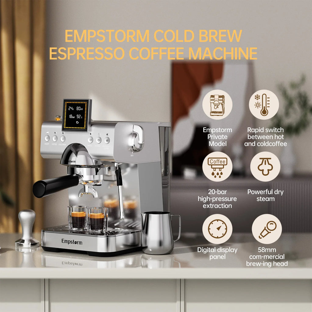 High Quality Aluminum Semi Automatic Coffee Machine Electric Espresso Maker French 20 Bars Pressure Household Hotel Use EU/US