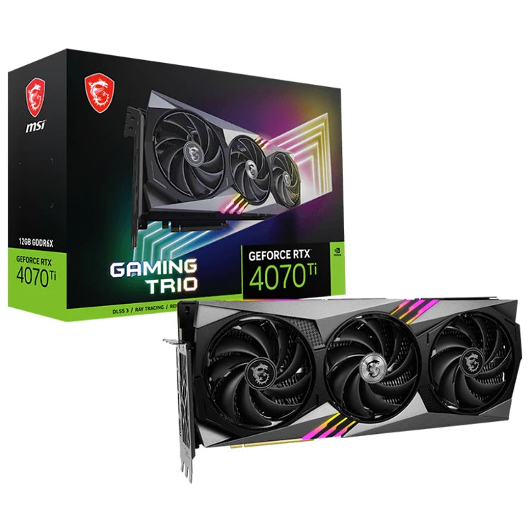 Used MSI GeForce RTX 4070Ti GAMING TRIO 12G Graphics Card with 12GB GDDR6X 192 Bit Memory Support OverClock