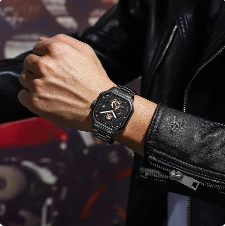 POEDAGAR 628 Luxury 3 Needles Quartz Watch Fashion Chronograph Stainless Steel Waterproof Luminous Date Men's Watches for Gift