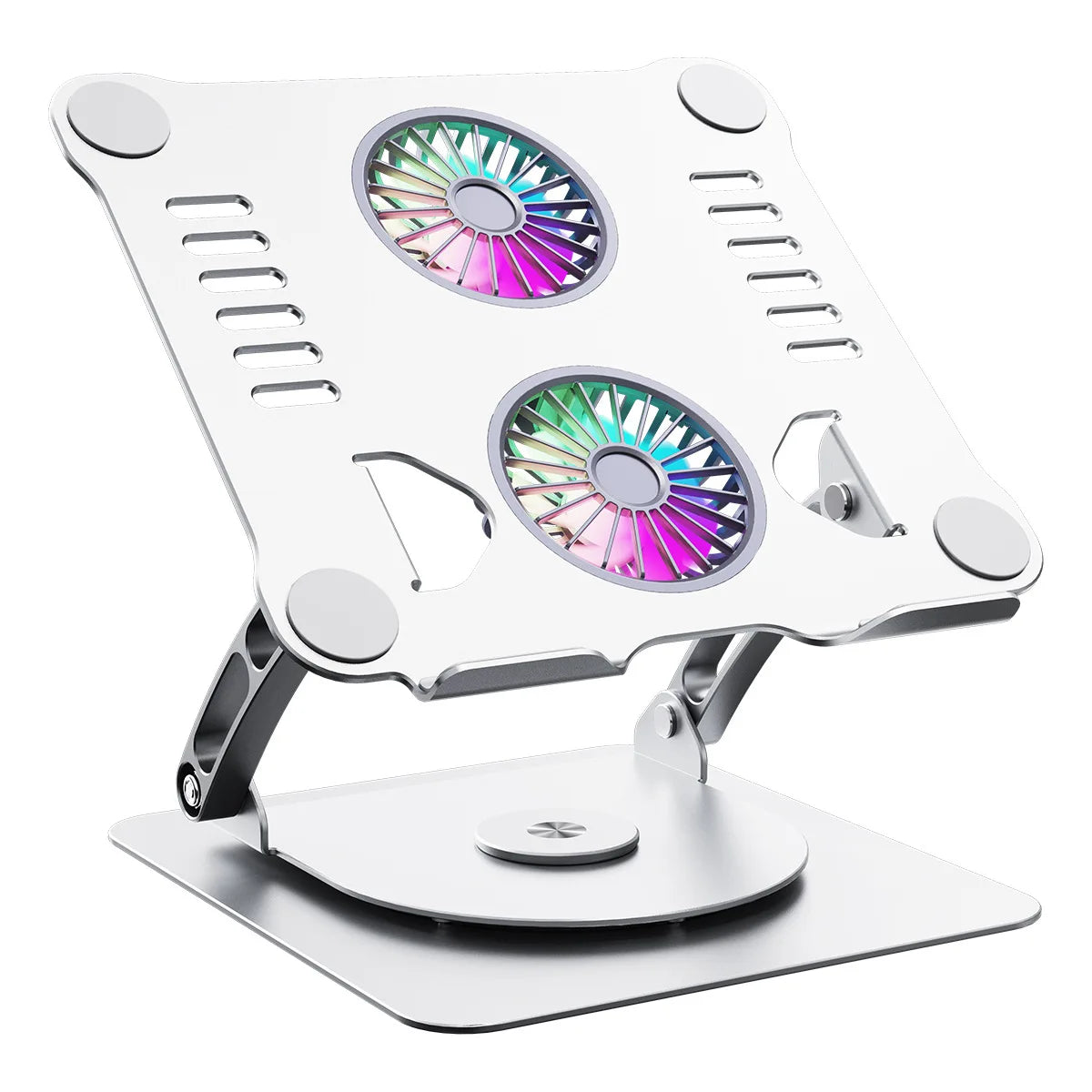 360 Rotation Aluminum Alloy Laptop Stands Adjustable Laptop Stand with Cooling Fan Tablet PC Stands for Office Meeting Room