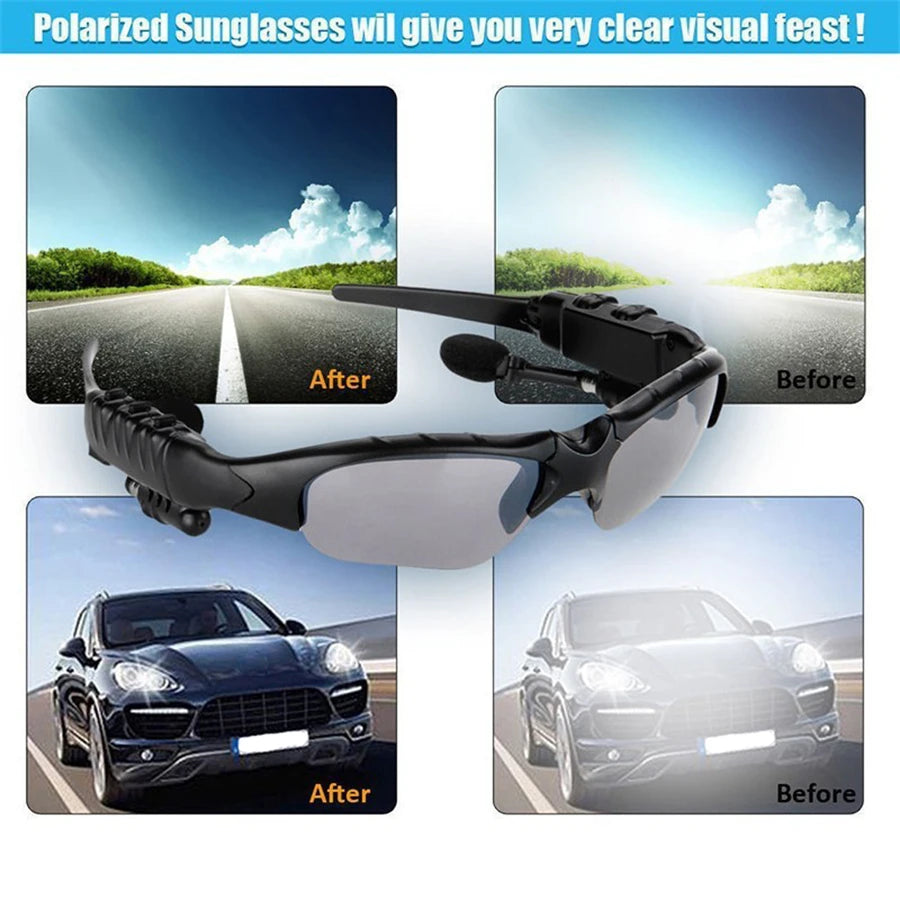 Sunglasses Earphone Wireless Headset with Mic Smart Glasses Earbuds Stereo Sport Sunglasses Headphone for Driving Cycling