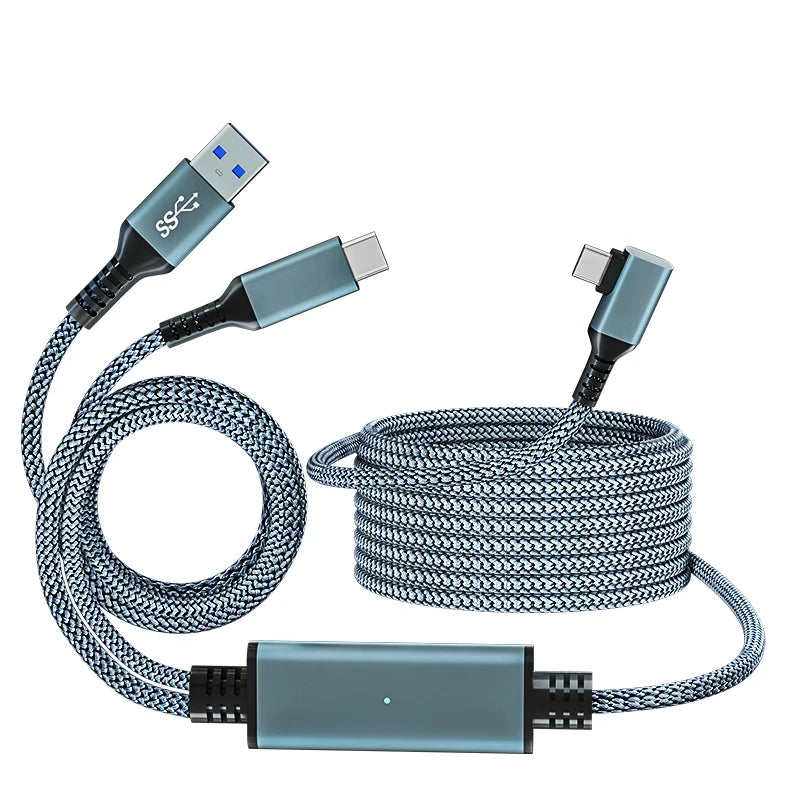 USB 3.0 Nylon Jacketed Type a to C Cable Independent Power Supply for VR Headset Accessories Gaming PCs Camera Data Connections