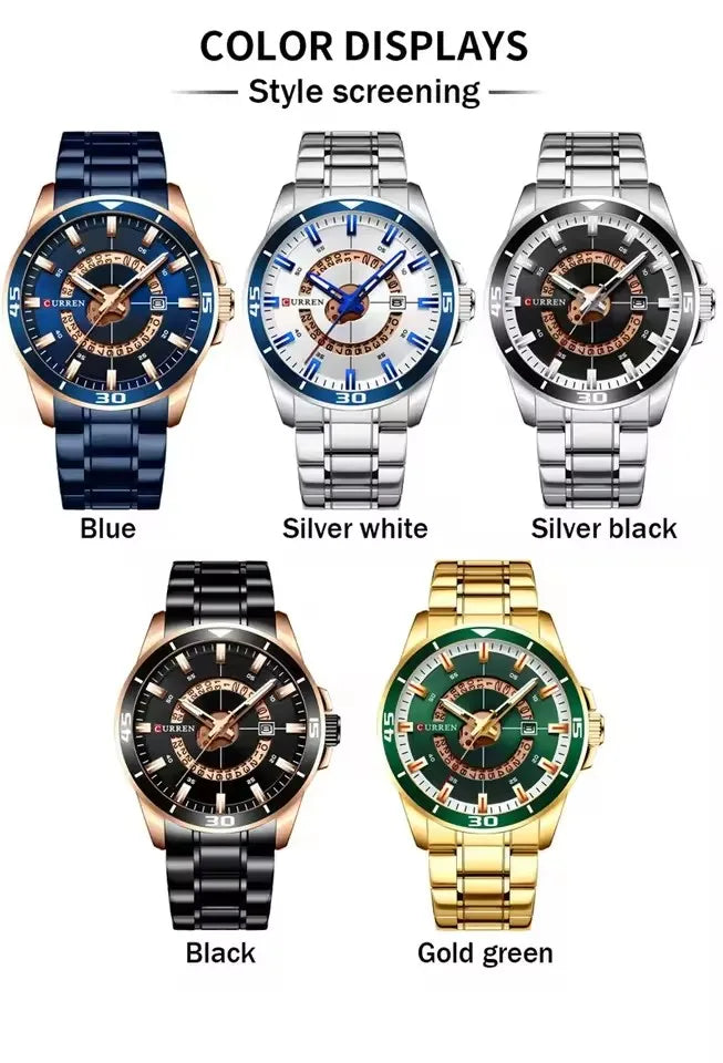 CURREN 8359 Gold Men's Watches Luxury Fashion Casual Business Stainless Steel Waterproof Date Top Brand Quartz Watch for Men