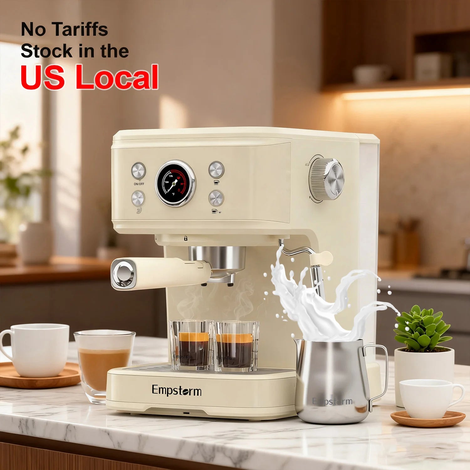 For 04E High Quality Aluminum Semi-Automatic Coffee Machine with 20 Bars Pressure 1100W for Espresso Cappuccino & Latte