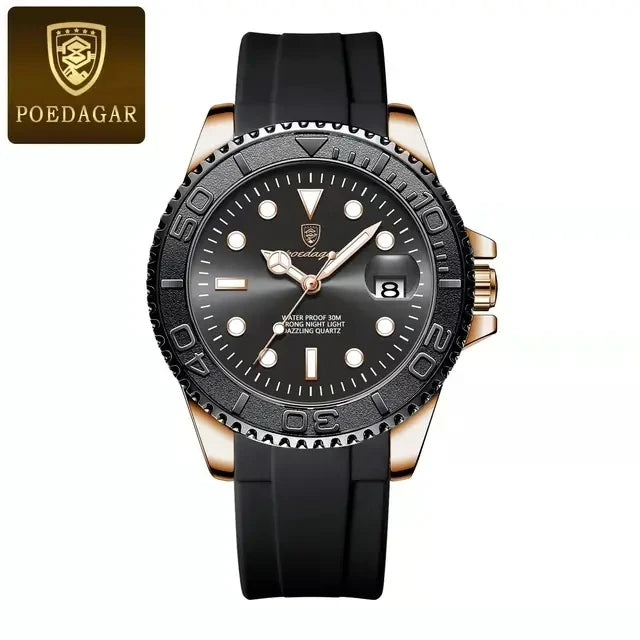 POEDAGAR Luxury Men Watch Business Quartz Watches Sports Waterproof Luminous Date Stainless Steel Men's Watches
