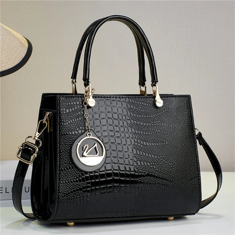 2024 Retro Simple Women Handbags Large Capacity Zipper Closure Versatile Fashionable Two Handles for Middle-Aged Moms