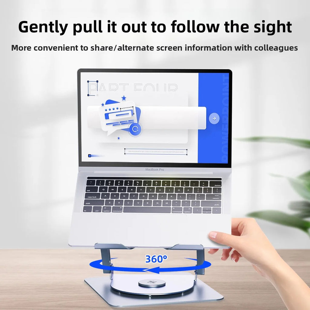 360 Rotation Aluminum Alloy Laptop Stands Adjustable Laptop Stand with Cooling Fan Tablet PC Stands for Office Meeting Room