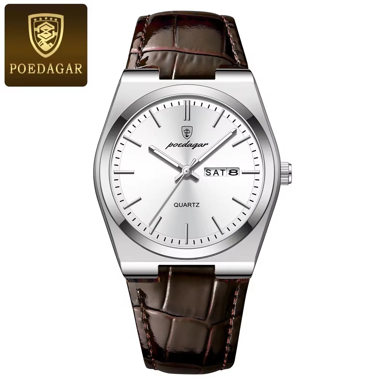 Poedagar 930 Fashion Casual Men's Watches Leather Strap Luxury Waterproof New Business Quartz Wrist Watch for Men Montre Relojes