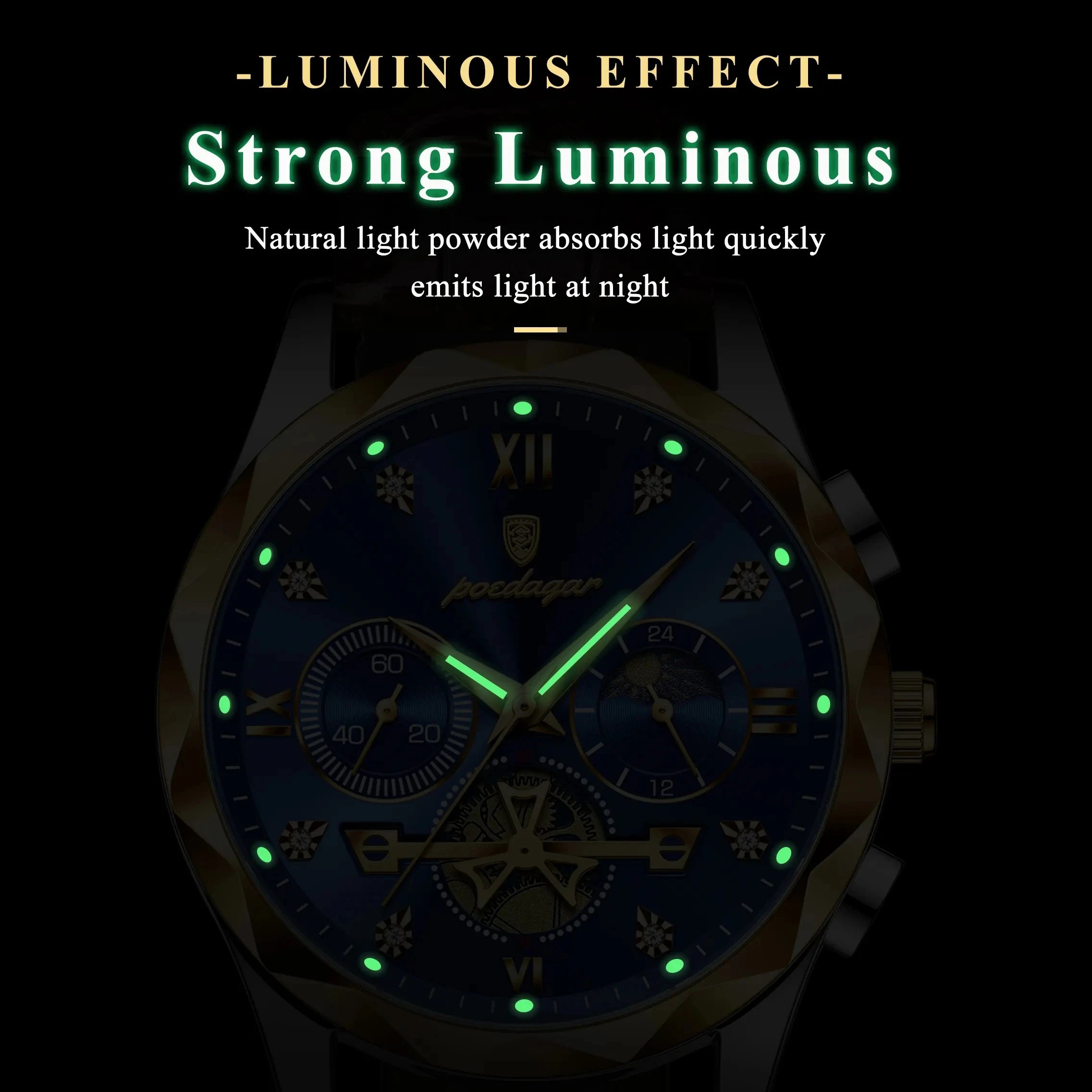 POEDAGAR 996 Luxury Business Man Wristwatch Leather Men's Watches Waterproof Luminous Male Watch for Men Quartz Clock Reloj