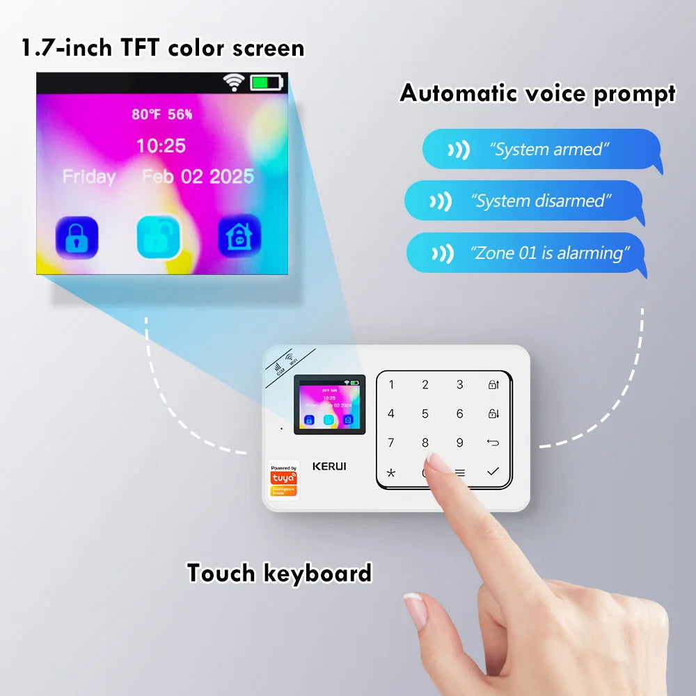 KERUI W181 WiFi GSM 2G Tuya Smart Home Alarm System Home Motion PIR Detector Alarm System Smart House Security Alarm System Kit