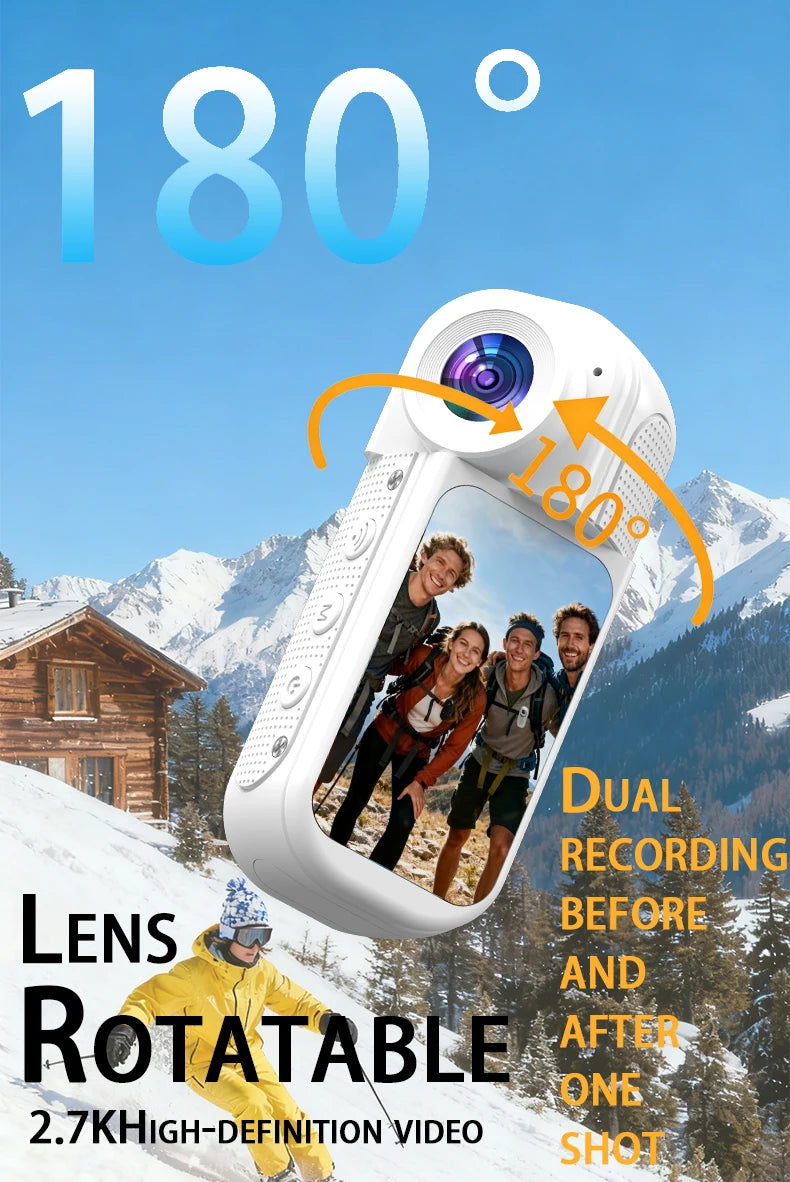 YDH-S70Pro 2026 New Thumb-Sized Action Camera 1080P 180°Rotating Waterproof Image-Stabilized Outdoor Vlog Magnetic Action Camera