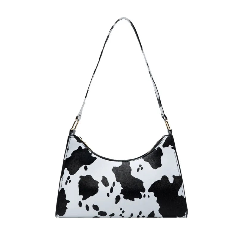 INS Stylish Animal Print PU Leather Underarm Hand Bags Cow Printing Ladies Purse Fashion Women Handbags