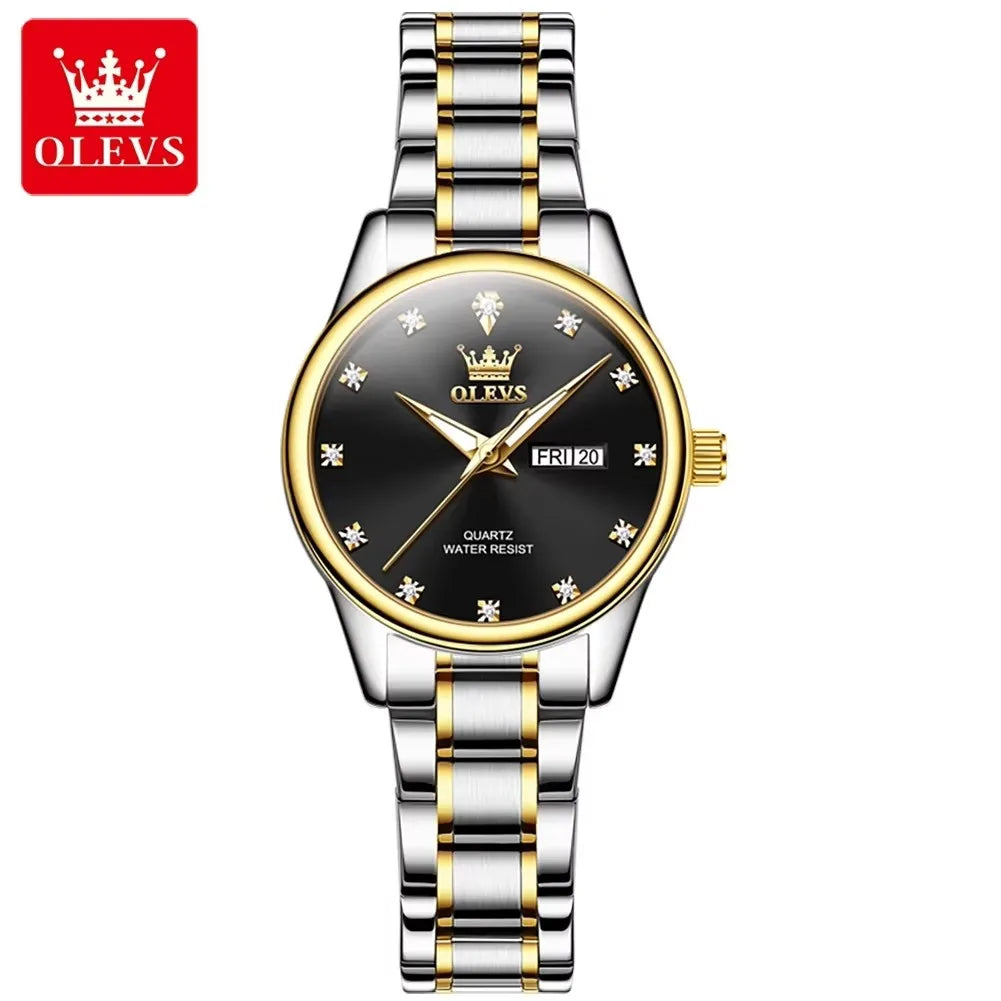 OLEVS 3612 Popular Brand Quartz Wrist Watch Classic Charm Styles Waterproof Stainless Steel Luminous Business Women's Watches
