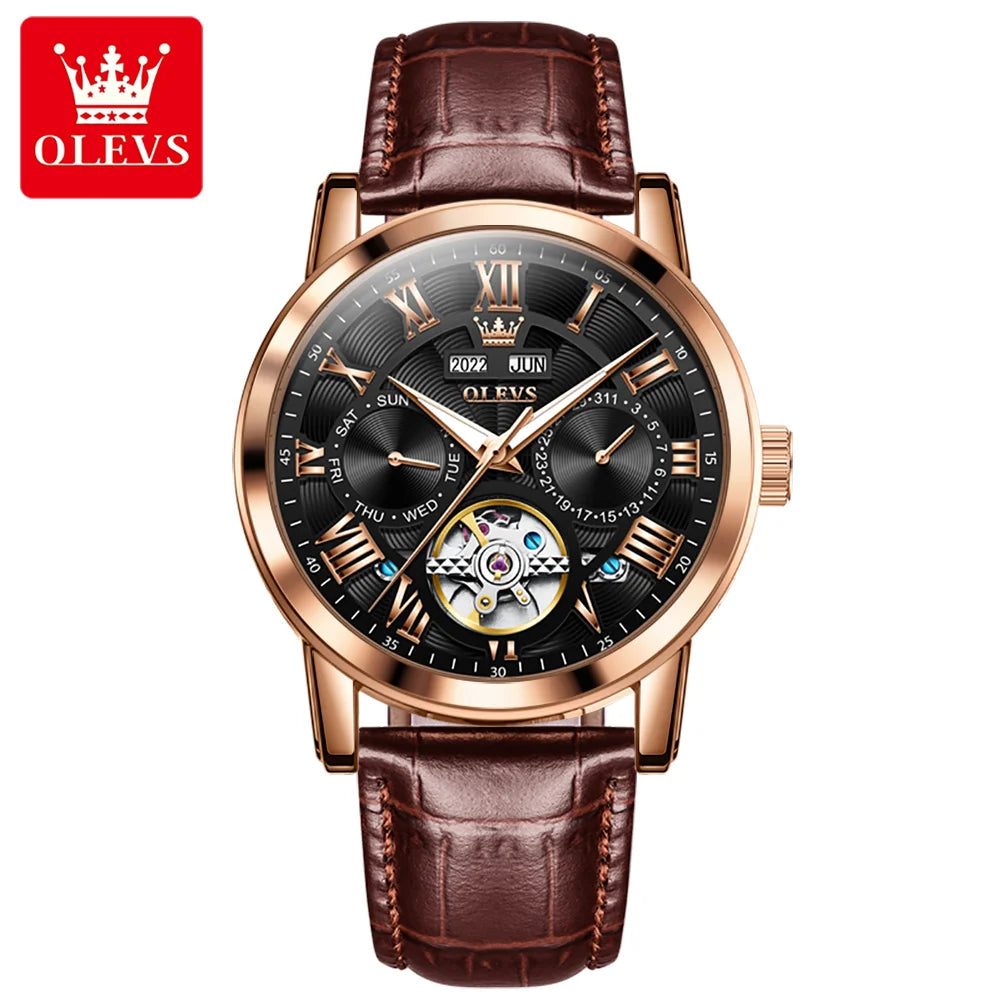 OLEVS 6668 Men's Watches Mirror Original Quartz Watch for Man Waterproof Luminous Stainless Steel Wristwatch Male Date Hours