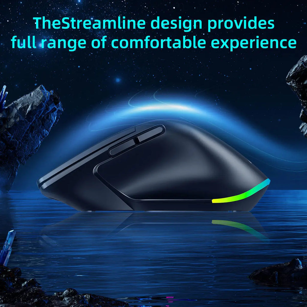2.4G+BT Wireless 6D Ergonomic Gaming Mouse Optical RGB Backlit 2400CPI Rechargeable Stock 7 Buttons for Laptop/Desktop/Tablet