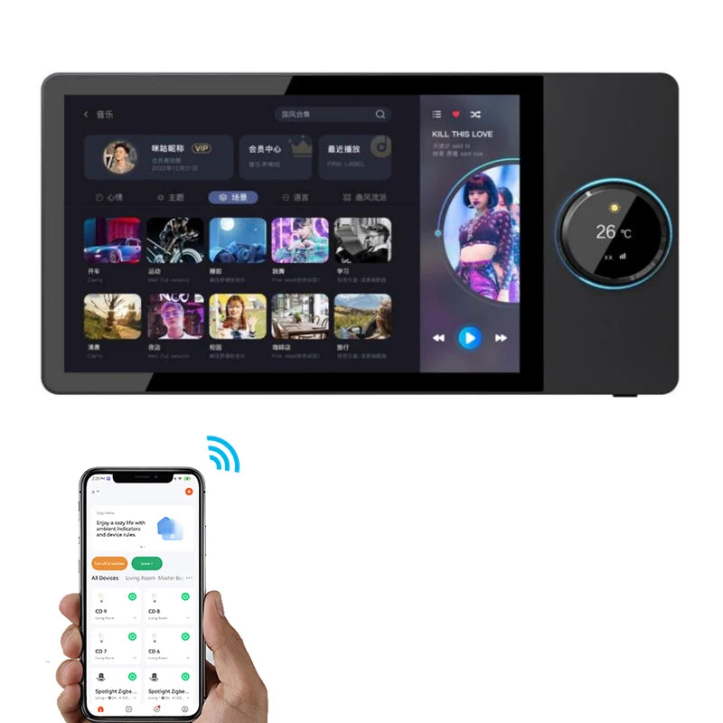 New 8'' Inch Tuya HD LCD Touch Control Android Smart Home Gateway Panel with 2 Gang Relays and 2 Speakers Music Center Panel
