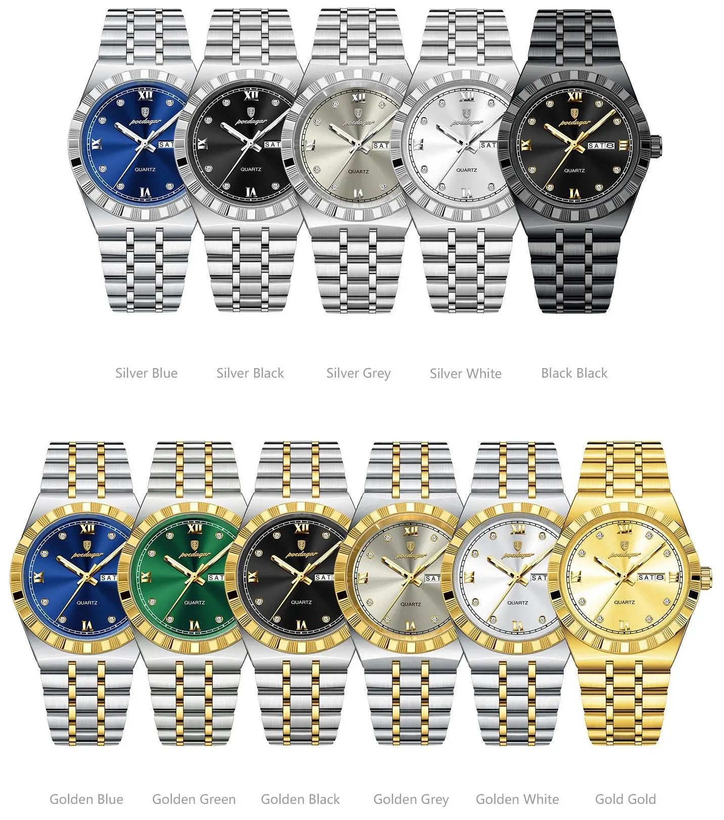 POEDAGAR 872 New Arrival Quartz Date Man Wristwatch Fashion Men Watch Luminous Waterproof Stainless Steel Men's Watches Reloj