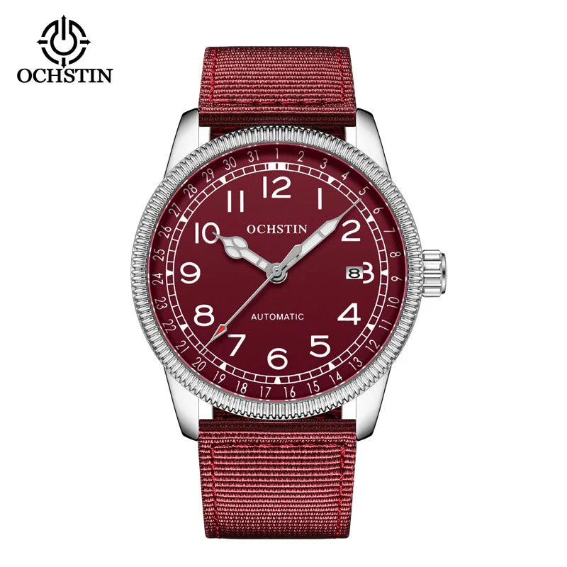 OCHSTIN 7006 GA7006 Nylon Band Genuine Leather Clock Automatic Business Luminous Hands Dial Mechanical Men's Watches Relogio