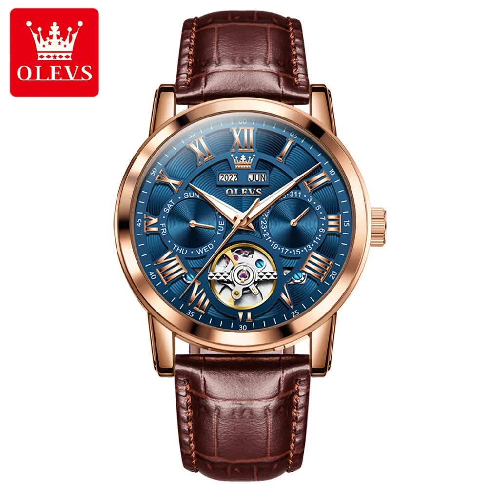 OLEVS 6668 Men's Watches Mirror Original Quartz Watch for Man Waterproof Luminous Stainless Steel Wristwatch Male Date Hours