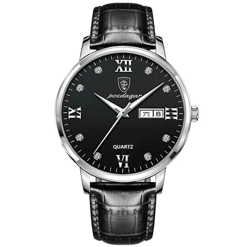 POEDAGAR Men's Watches 856 Top Luxury Men Wrist Watch Leather Quartz Watch Sports Waterproof Man Clock Relogio Masculino