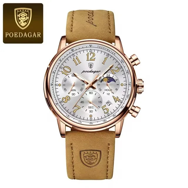 POEDAGAR Men's  Watches 808 Leather Creative Watches Men Wrist Hot Sale Luxury Creative Men Watch Movement  Montre Homme