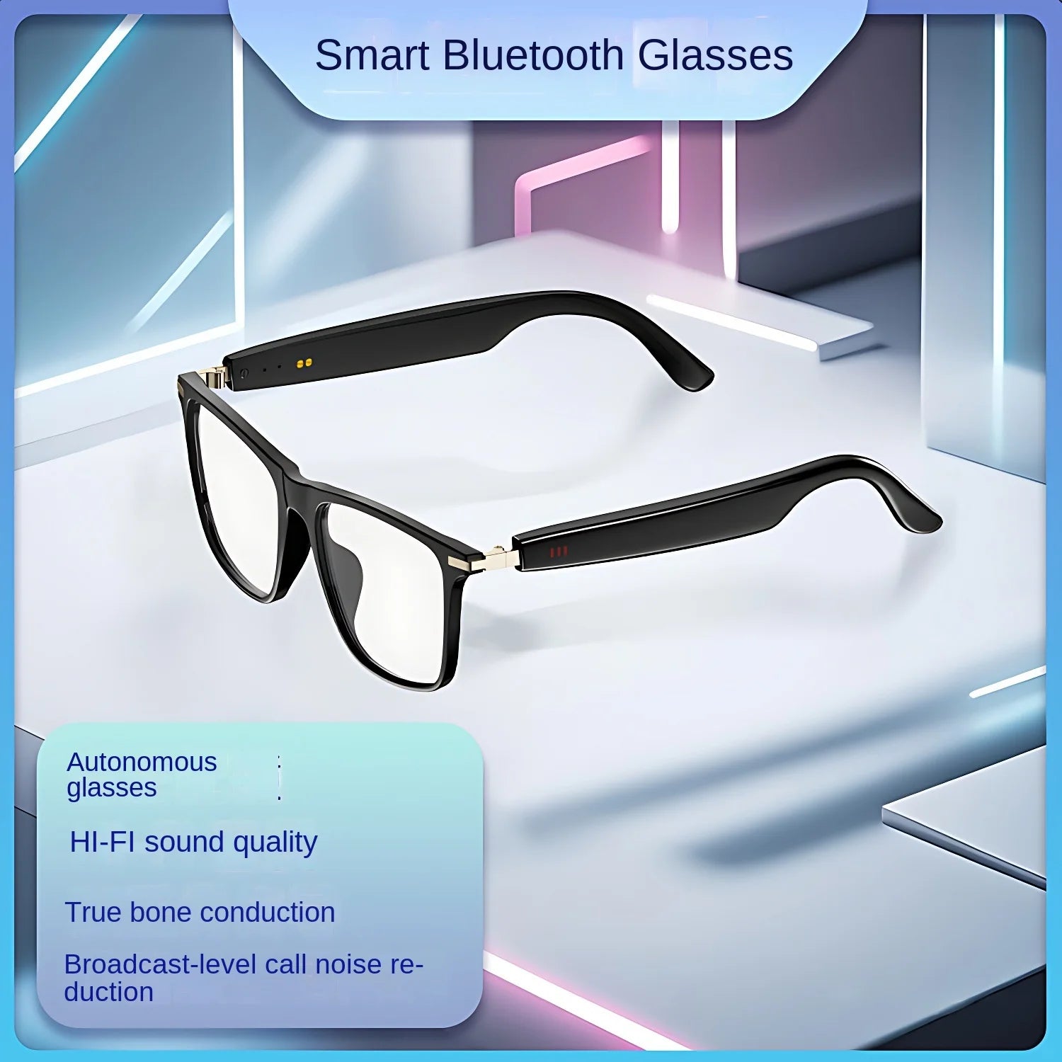 Smart Photography Sunglasses-IPX-6 Waterproof for Voice Call 1080p Video Touch Control Wireless Charging for Tr90 Glasses