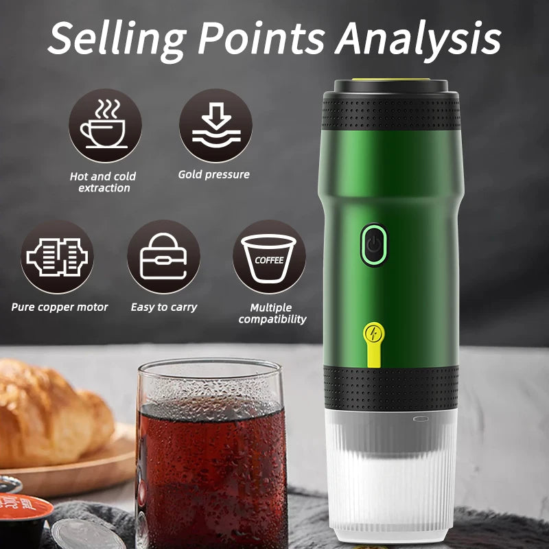 Self Heating Rechargeable Automatic Coffee Maker 3 in 1 Portable Espresso Machine Coffee Maker Outdoor Camping Car Use