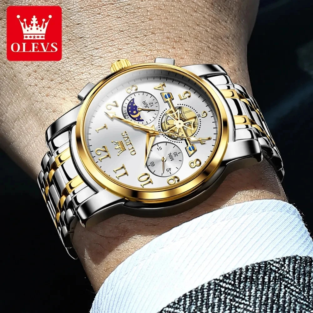 OLEVS 2900 Men's Watches Business Top Luxury Quartz Men Stainless Steel Strap Waterproof Luminous Hands Wristwatch Reloj Hombre