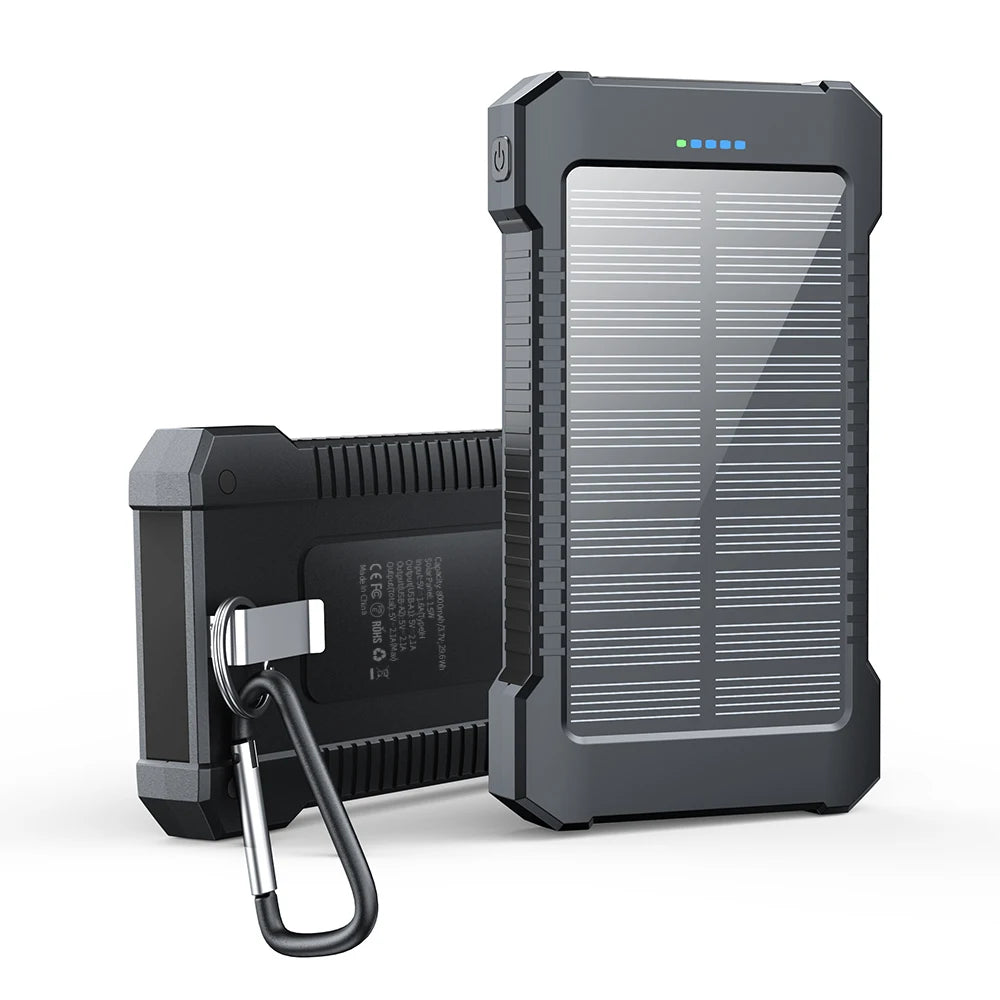 New Product Ideas 2026 Real 8000mAh Portable External Battery Solar Power Bank With LED Flashlight Large Capacity Power Bank