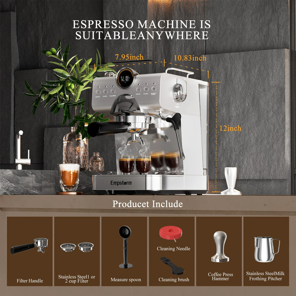 Empstorm CB1 Espresso Machine 120v Electric Semi Automatic Coffee Machine US Local Stock  with Complete Accessories