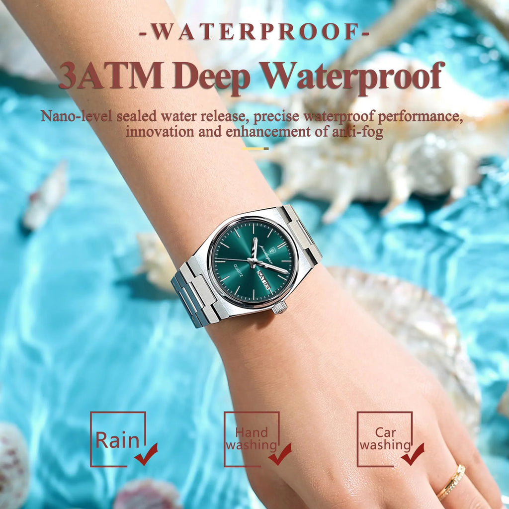 POEDAGAR 786 Luxury Watch Woman Ladies Elegant Quartz Watch Waterproof Luminous Date Week Stainless Steel Women's Watches Clock