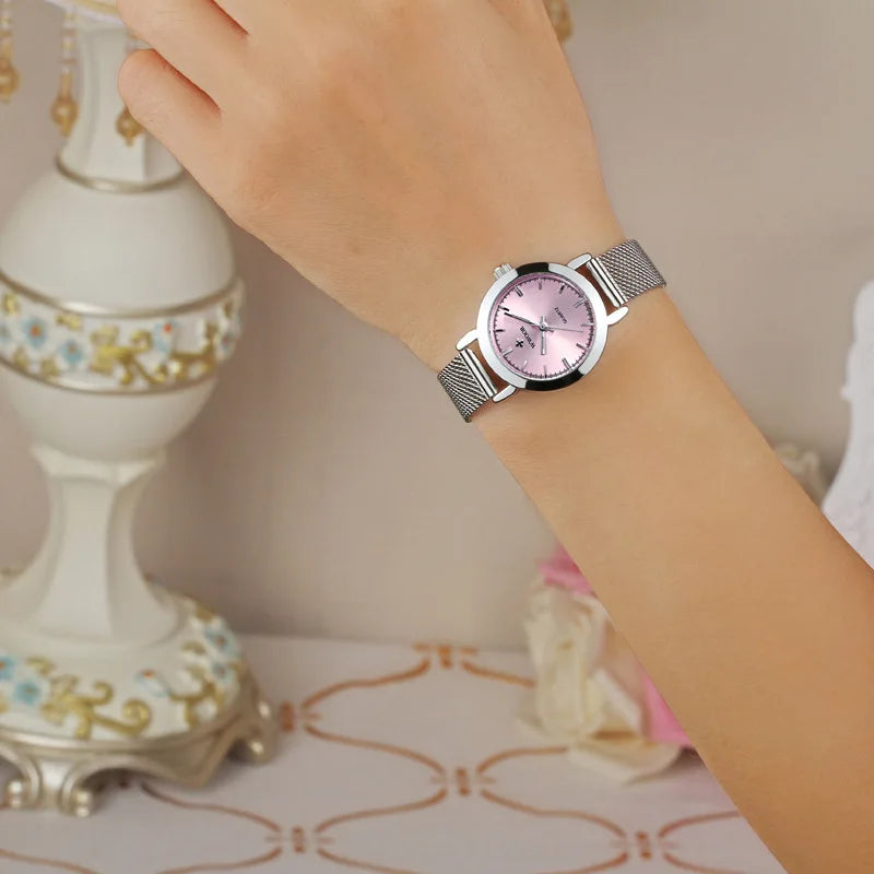 WWOOR Quartz Watch for Women Elegant Stainless Steel Women's Watches Gifts Waterproof Fashion Trend Simple Ladies Watch