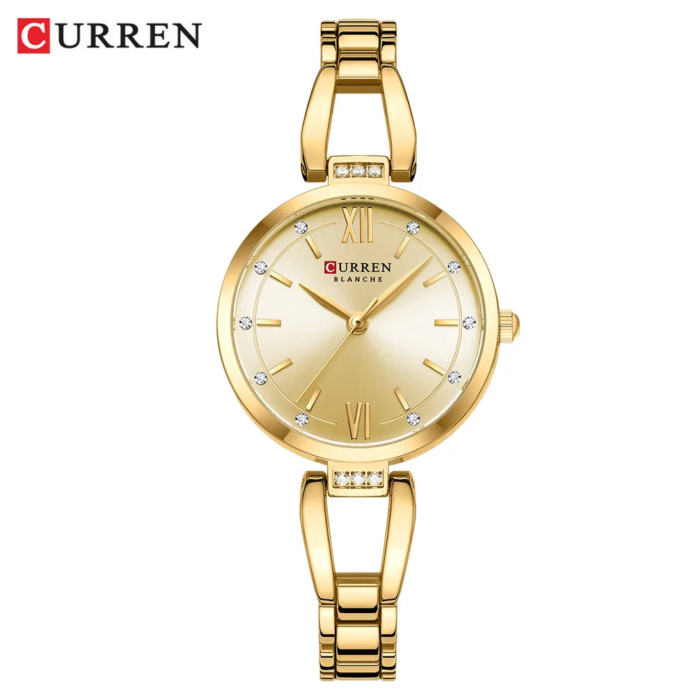 CURREN 9092 Casual Brand Women's Watches Fashion Gold Stainless Steel Waterproof Quartz Wrist Watch for Female Relogio Feminino