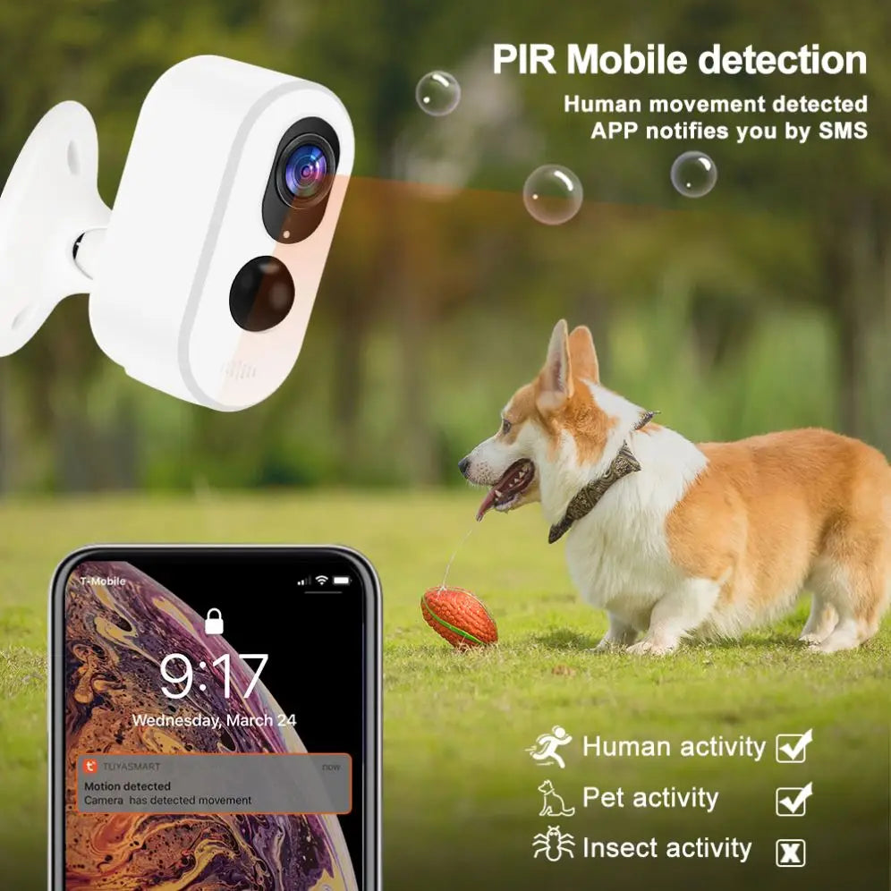 Tuya IP66 1080P Wire-Free Battery Solar Powered Outdoor Security Wifi 4G SIm IP Rechargeable Battery Smart Camera