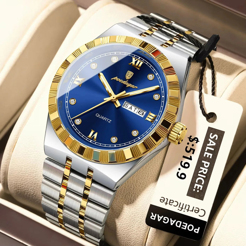 POEDAGAR 872 New Arrival Quartz Date Man Wristwatch Fashion Men Watch Luminous Waterproof Stainless Steel Men's Watches Reloj