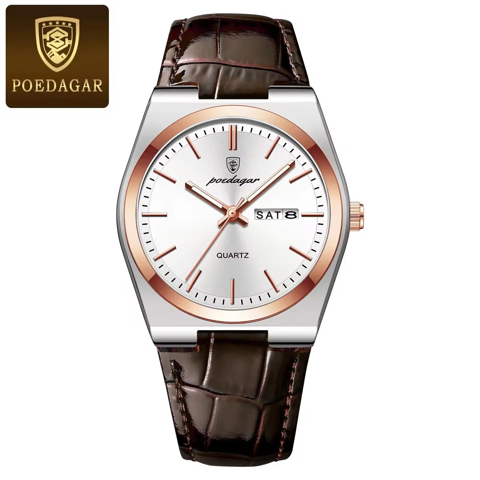 Poedagar 930 Fashion Casual Men's Watches Leather Strap Luxury Waterproof New Business Quartz Wrist Watch for Men Montre Relojes
