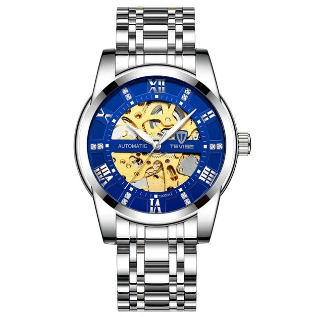 TEVISE T9005A Automatic 3ATM Waterproof Mechanical Roman Digital 9005A Luminous Function Hollow Stainless Steel Men's Watches