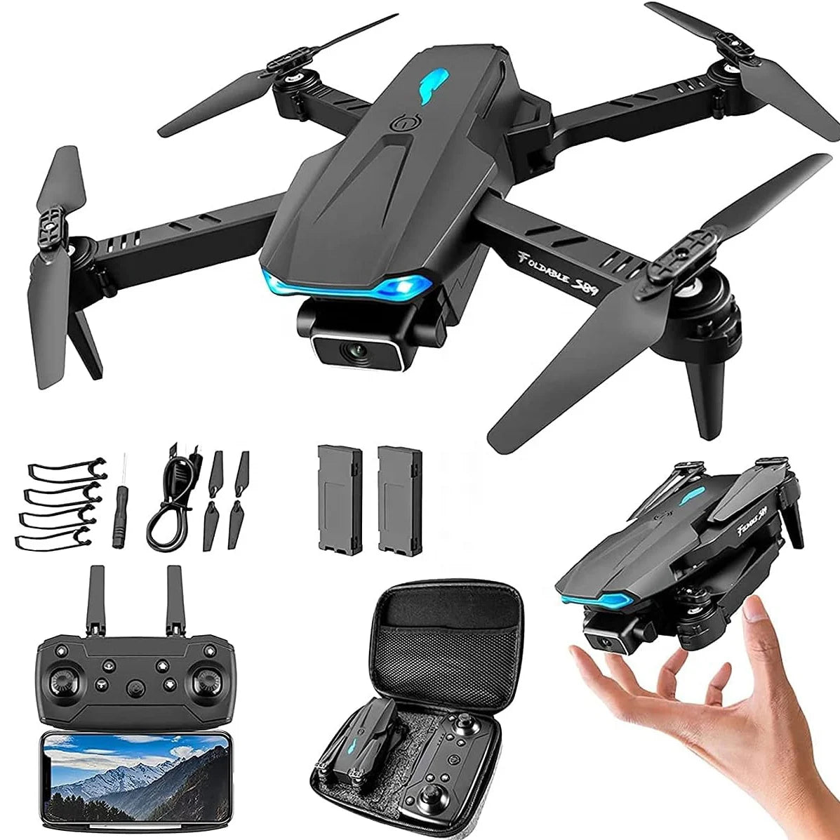S89 Pro Mini Drone with 4k HD Dual Camera WiFi Fpv Positioning Dron Height Preservation Rc Quadcopter