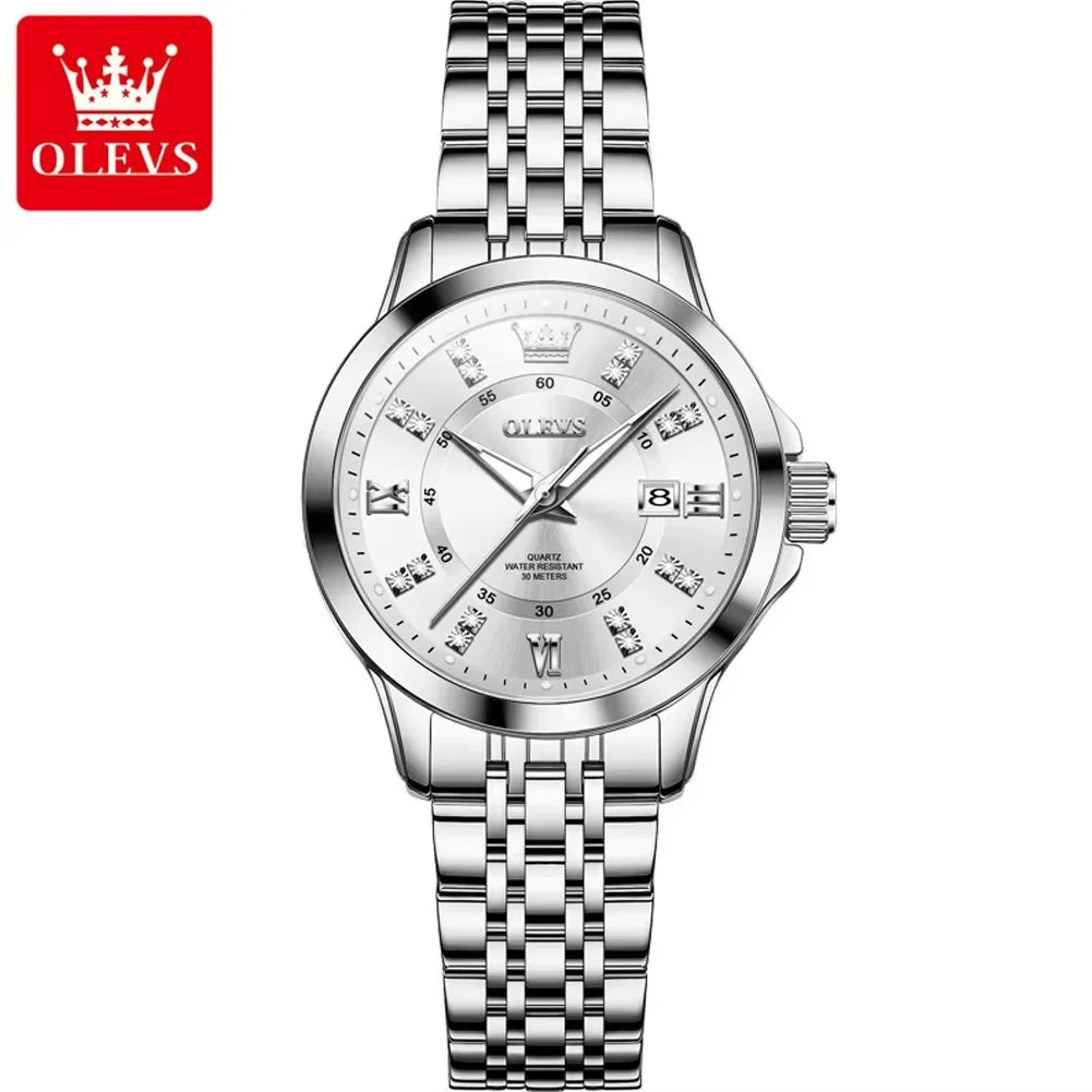 OLEVS 3620 Women's Watches Elegant Fashion Quartz Ladies Leisure Diamond Dial Life 3Bar Waterproof Luminous Hands  Wristwatch