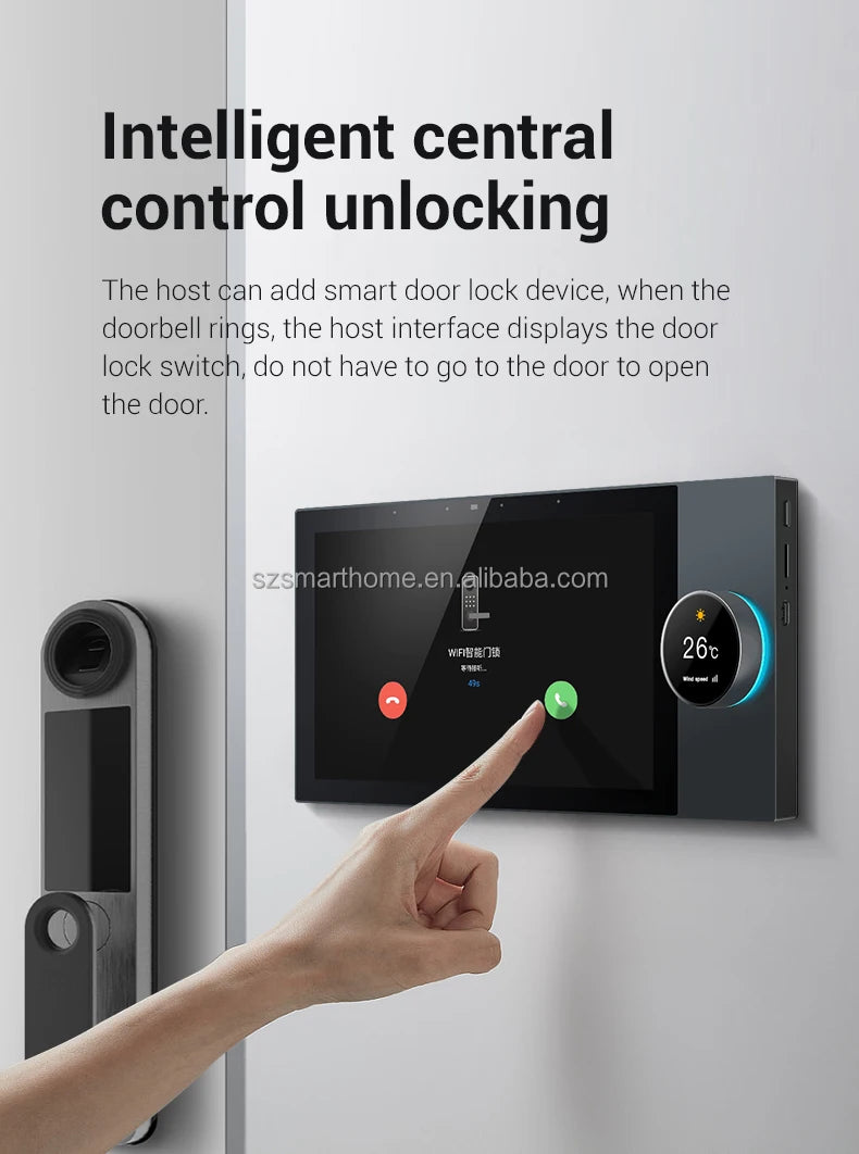10-Inch Touch Screen Smart Home Control Panel Multi-Functional Tuya Android USB WiFi Enabled Home Background Music Zigbee Home