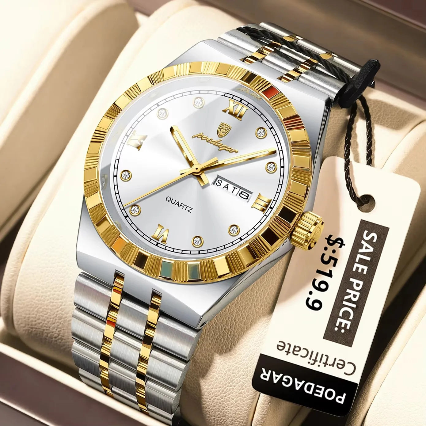 POEDAGAR 872 New Arrival Quartz Date Man Wristwatch Fashion Men Watch Luminous Waterproof Stainless Steel Men's Watches Reloj