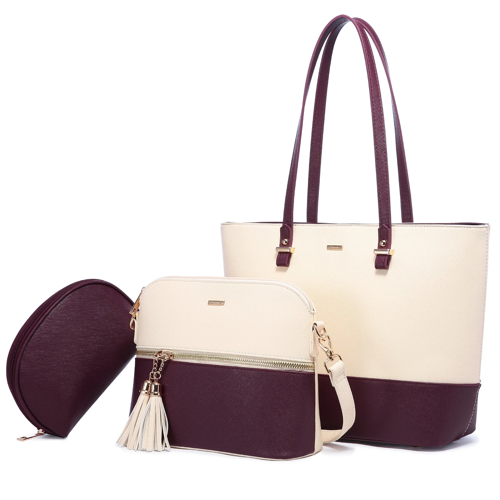 LOVEVOOK Wholesale Boutiques Luxury High Quality PU Material 3 Pieces Handbag Sets Shoulder Bag Wallet Ladies Women Handbags