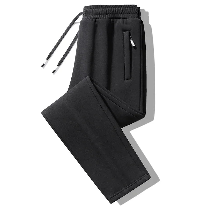 2025 Spring Autumn Men's Casual Pants  Loose Fit Mid Elastic Waist Solid Color Leg  with Sweatpants for  Pants
