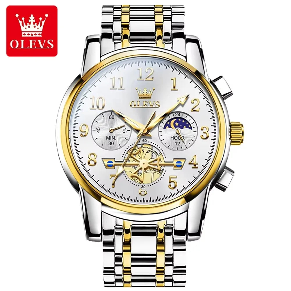 OLEVS 2900 Men's Watches Business Top Luxury Quartz Men Stainless Steel Strap Waterproof Luminous Hands Wristwatch Reloj Hombre