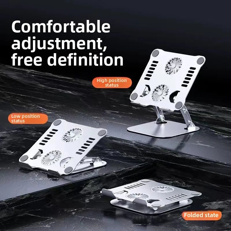 Wholesale Dual Fan Aluminum Alloy Ergonomic  Laptop Stands with Fan Adjustable Foldable Portable  Metal Tablet Cooling Stand