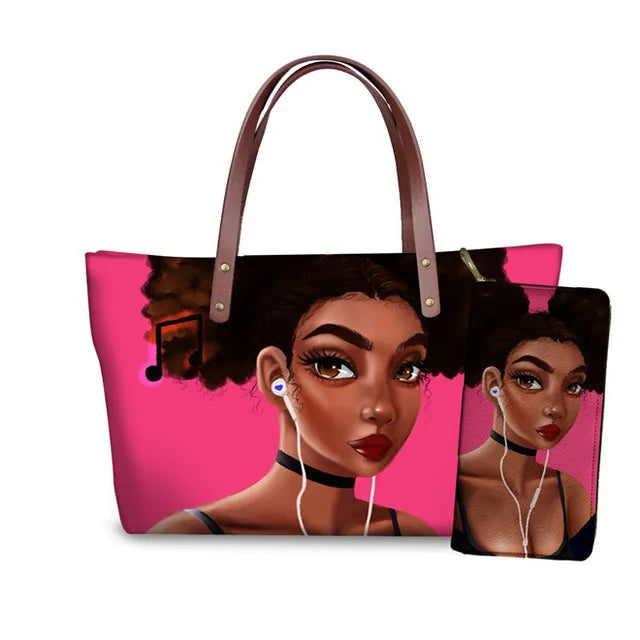 Young Ladies Handbags Black Art American African Girls Printed Popular Hand Bags Women Handbags Lady Fashion Designers Handbags