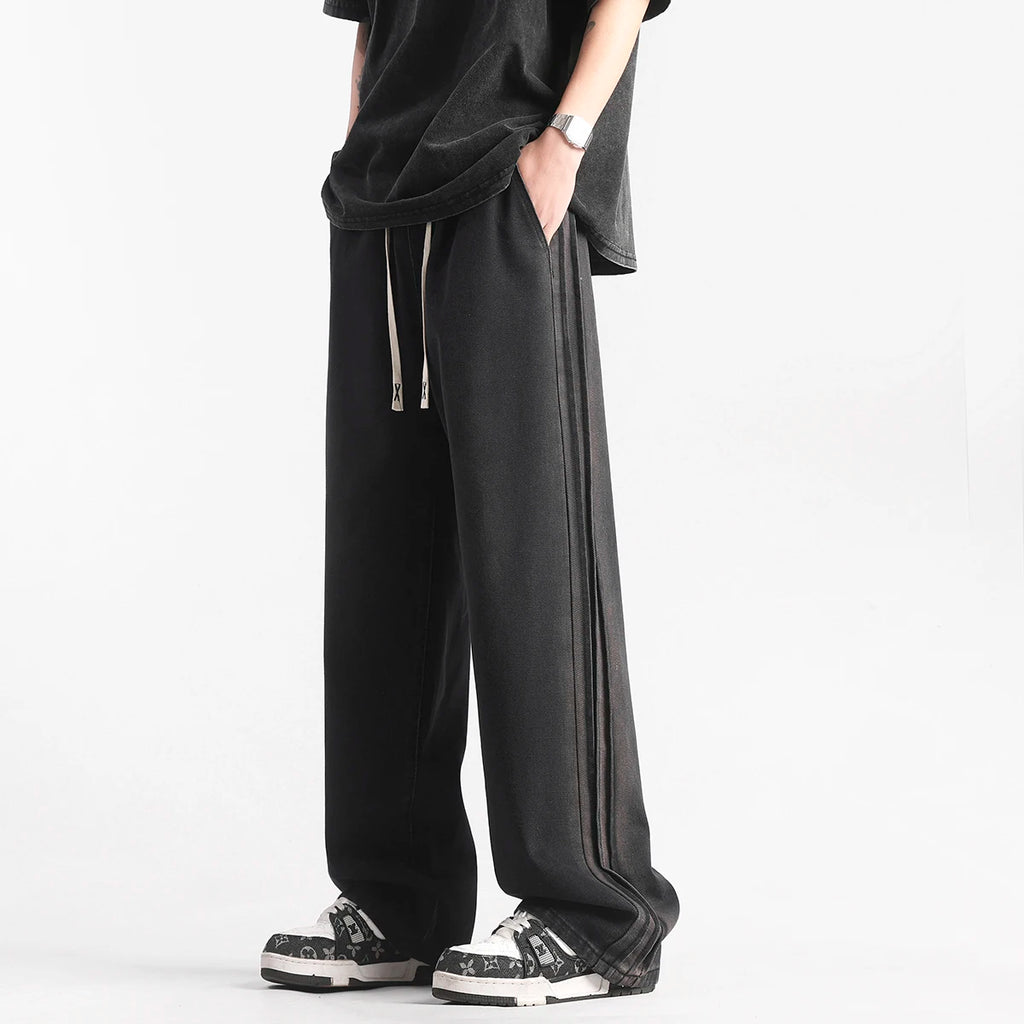 ANSZKTN Side Striped Jeans 2025 New Summer Spring Loose and Versatile Workwear Casual Pants