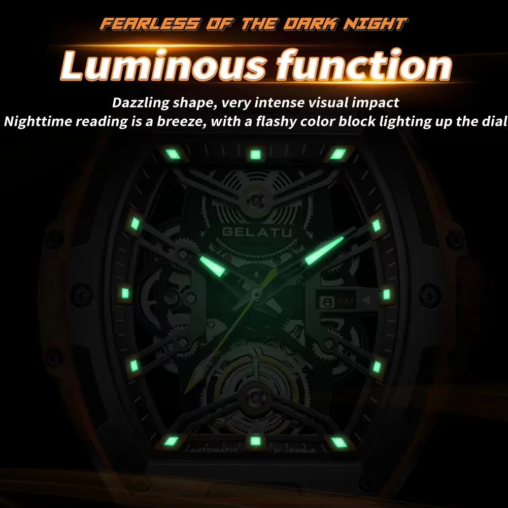 GELATU 6012 New Classic Watch Men Automatic Mechanical Waterproof Silicone Strap Wrist Watch Men Fashion Luxury Men's Watches
