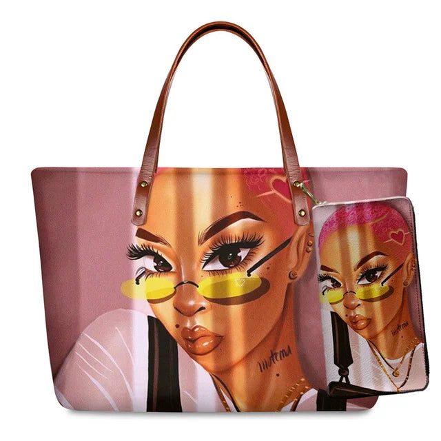 Young Ladies Handbags Black Art American African Girls Printed Popular Hand Bags Women Handbags Lady Fashion Designers Handbags